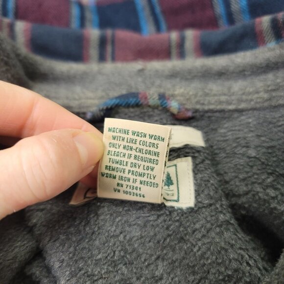 Vintage LL Bean Mens Fleece Lined Flannel Shacket Size L Button Lumberjack - Picture 4 of 11